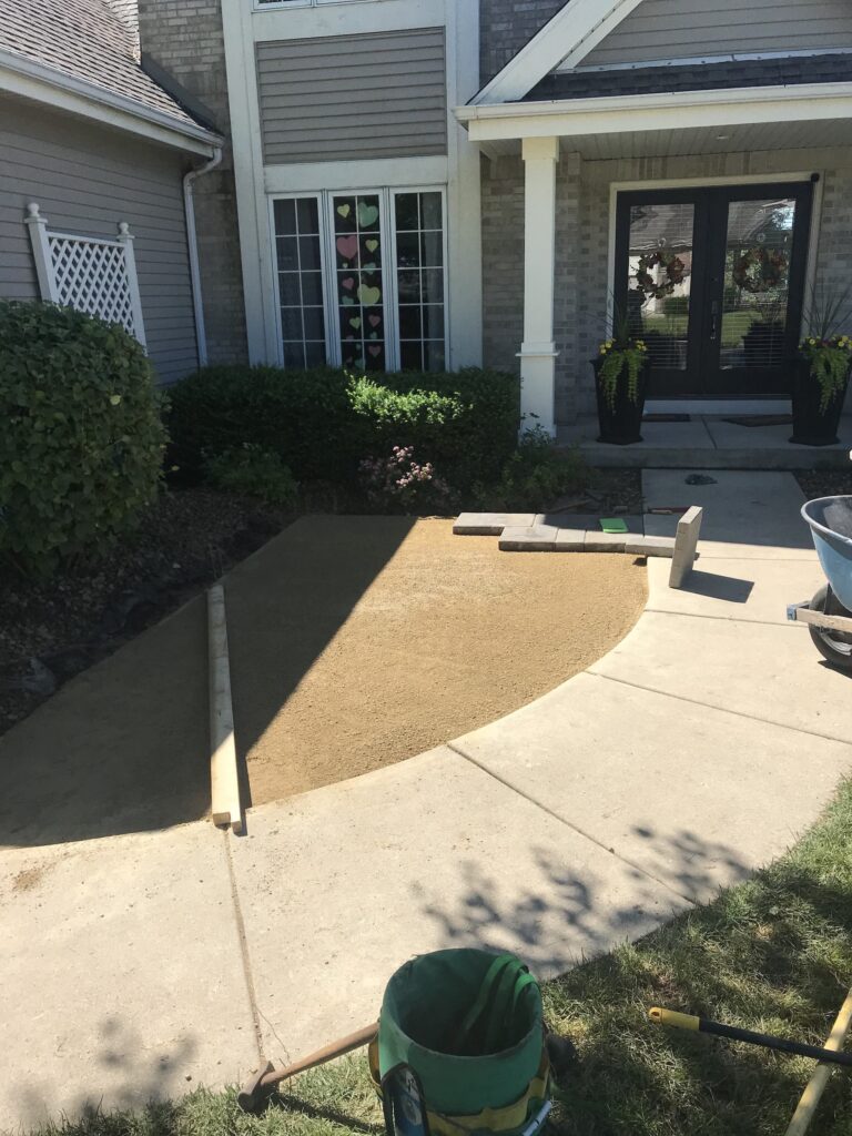 House entrance with new landscaping work.